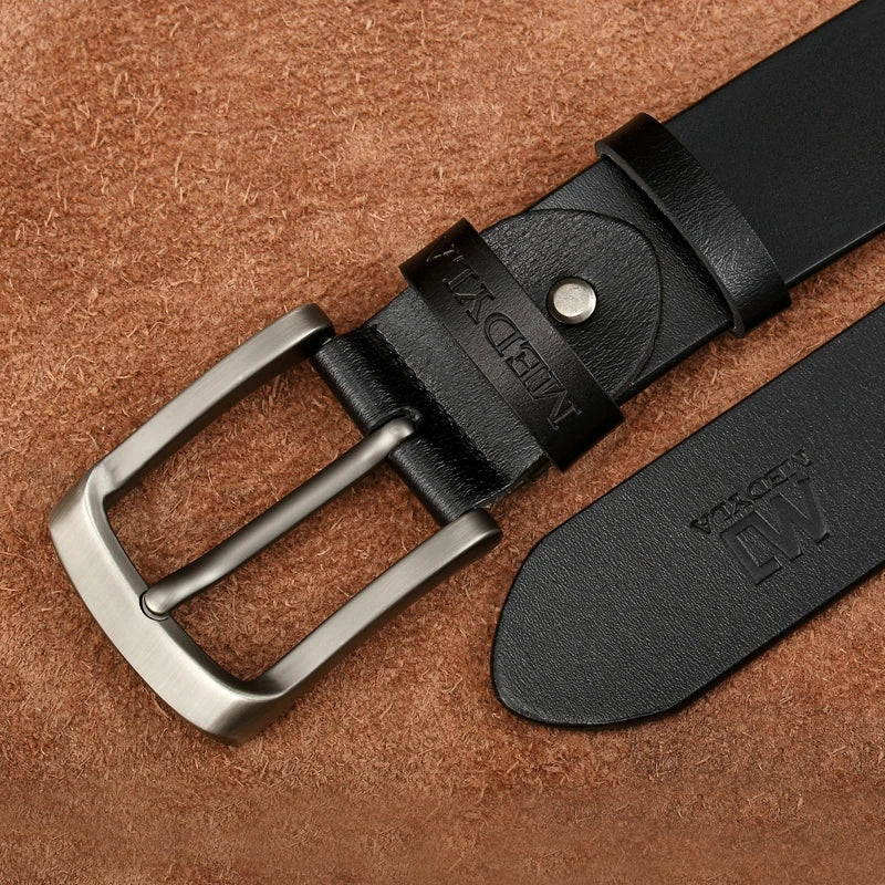 MEDYLA Men Belts Cow Leather Jeans Waistband Genuine Leather Male Belt Soft Alloy Pin Buckle Men's Belt