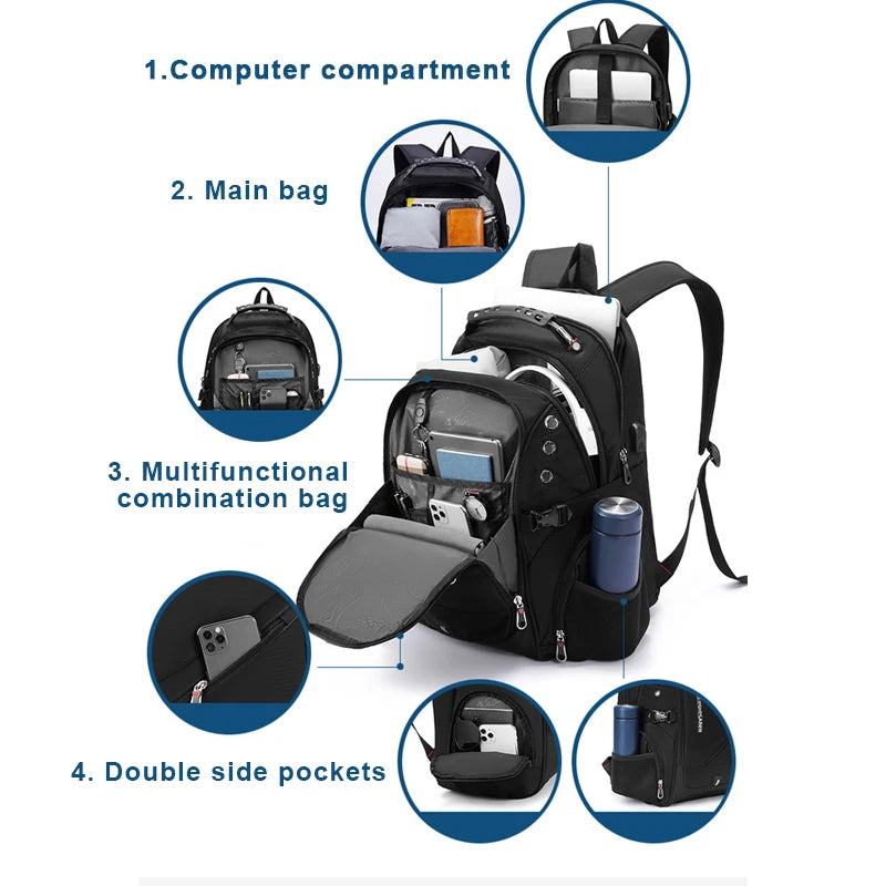 2025 Waterproof 17/20 Inch Laptop Backpack Men Airplane Travel Backpack Women Oxford Rucksack Male School Bag modern Mochila