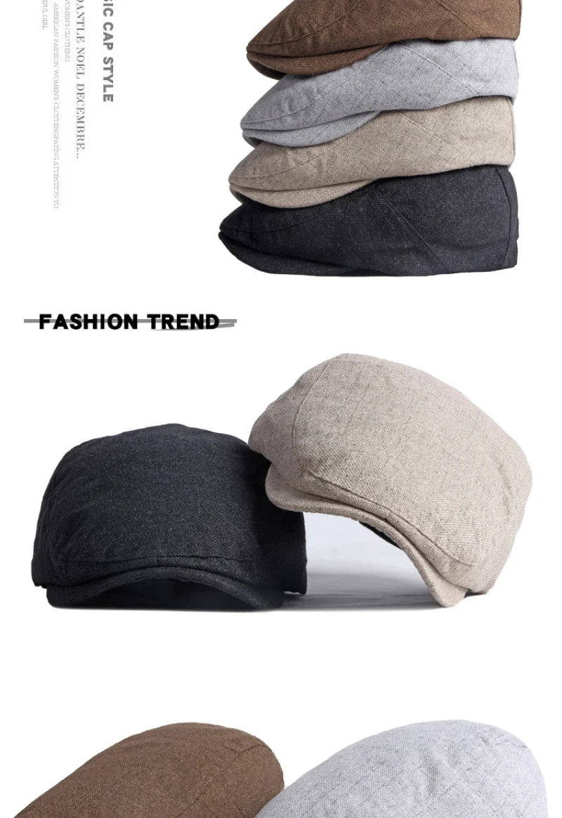 HT3668 Berets New Spring Summer Hat Caps for Men Women Cotton Linen Flat Cap Artist Painter Beret Hat Male Female Beret Cap