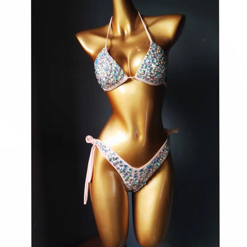 2020 venus vacation new style diamond bikini set bandage open swimwear push up rhinestone bling stones swimsuit sexy women swim