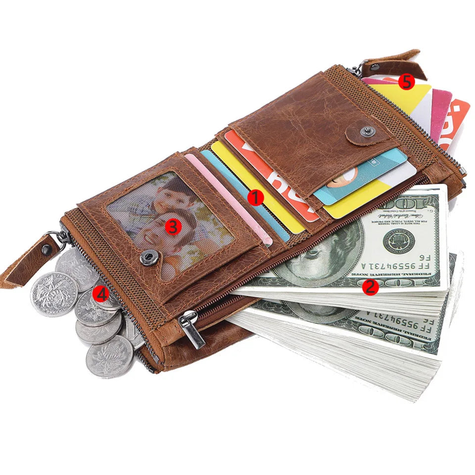 Men Wallets 100% Genuine Cow Leather Short Card Holder Leather Men Purse High Quality Luxury Brand Male Wallet