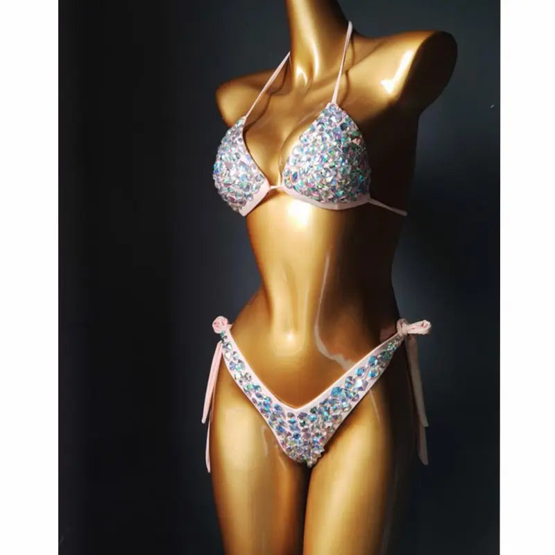 2020 venus vacation new style diamond bikini set bandage open swimwear push up rhinestone bling stones swimsuit sexy women swim
