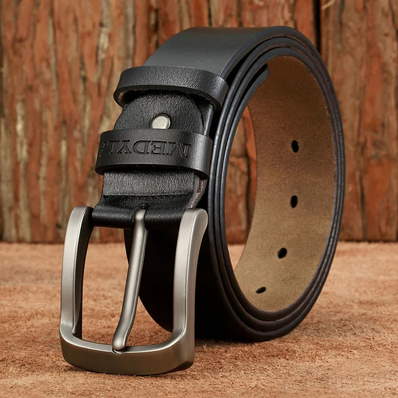 MEDYLA Men Belts Cow Leather Jeans Waistband Genuine Leather Male Belt Soft Alloy Pin Buckle Men's Belt