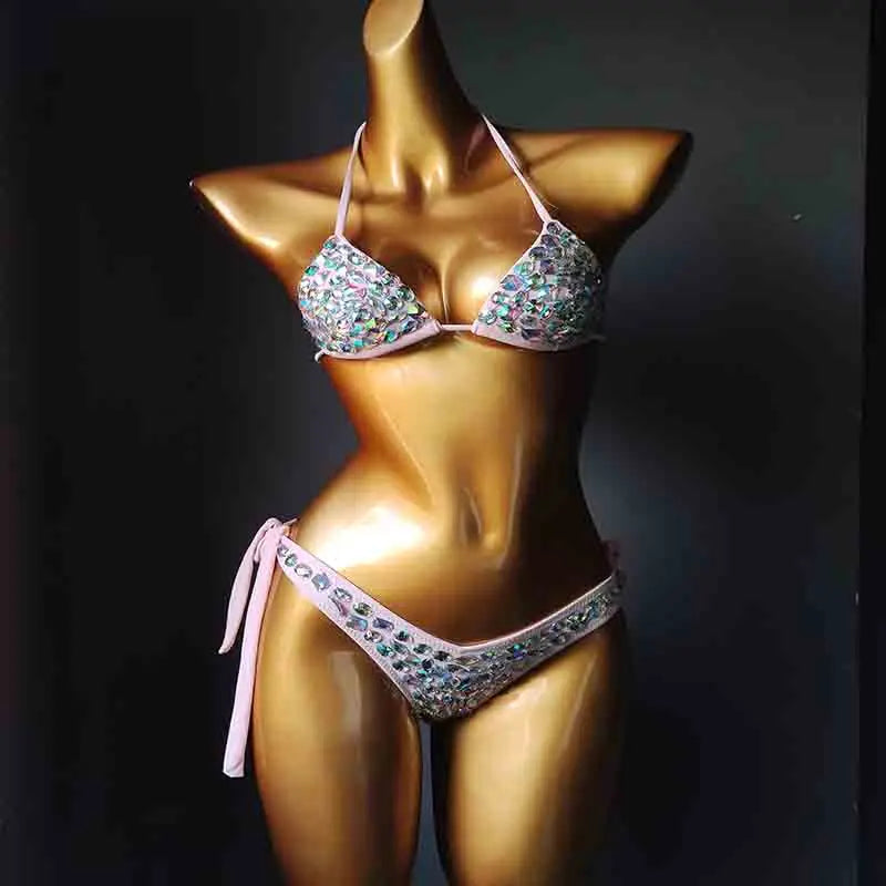 2020 venus vacation new style diamond bikini set bandage open swimwear push up rhinestone bling stones swimsuit sexy women swim
