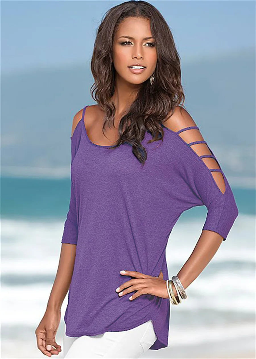 Ladies Casual Off Shoulder t-Shirt