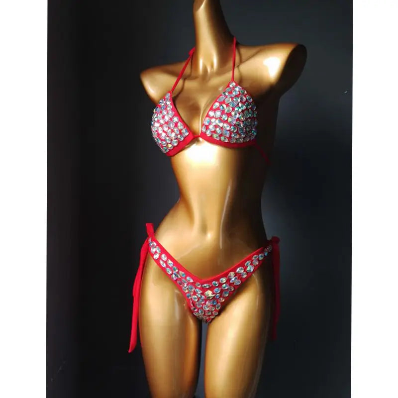 2020 venus vacation new style diamond bikini set bandage open swimwear push up rhinestone bling stones swimsuit sexy women swim