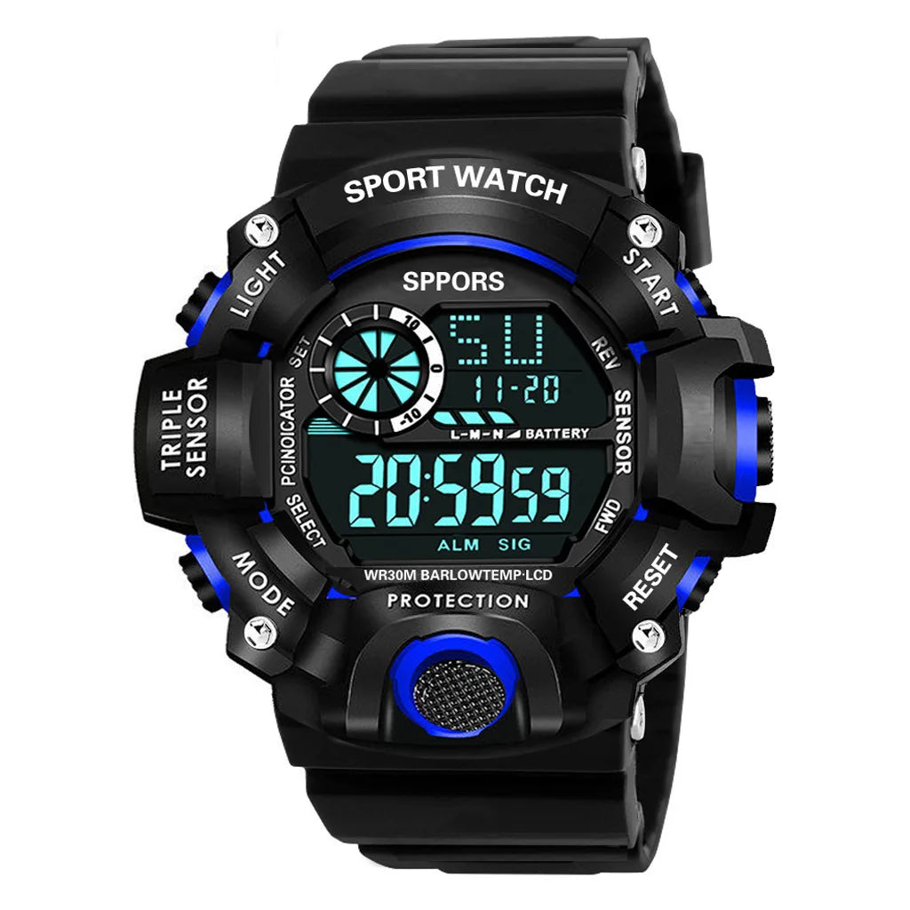YIKAZE Y73 Men's Watch Digital Sports Electronic Wristwatch Multifunctional Waterproof Luminous Alarm Male's Sports Watch Clock