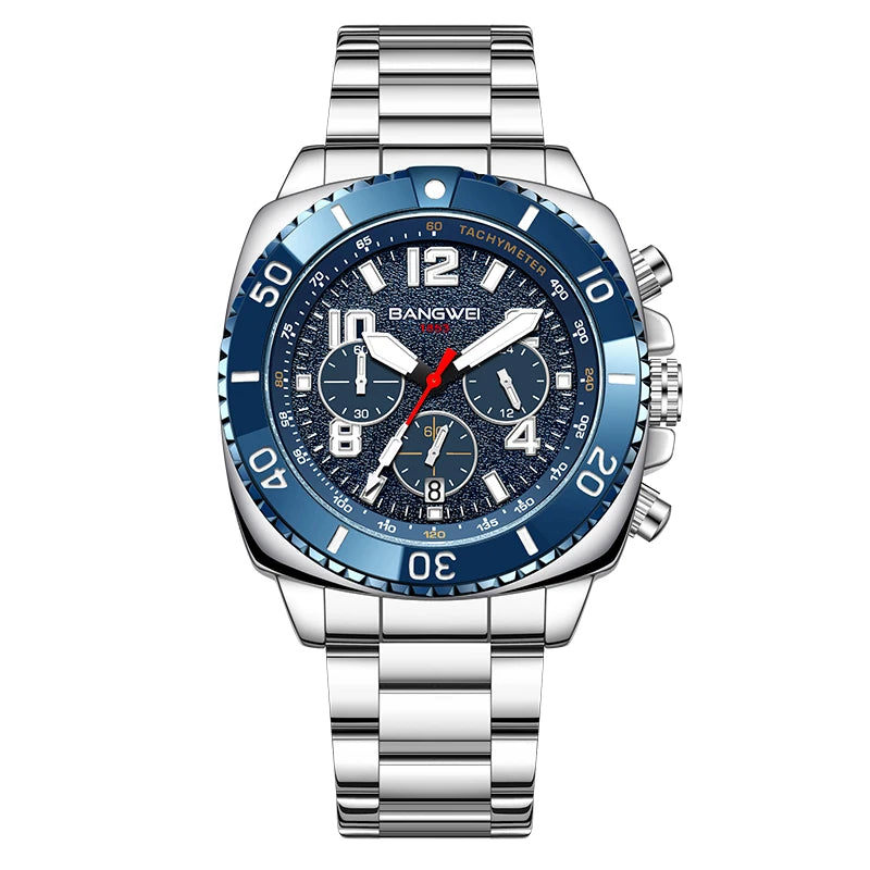 BANGWEI 2025 Luxury Watches Men Fashion Sports Quartz Wristwatches 30M Waterproof Luminous Chronograph Mens Watch Reloj Hombre