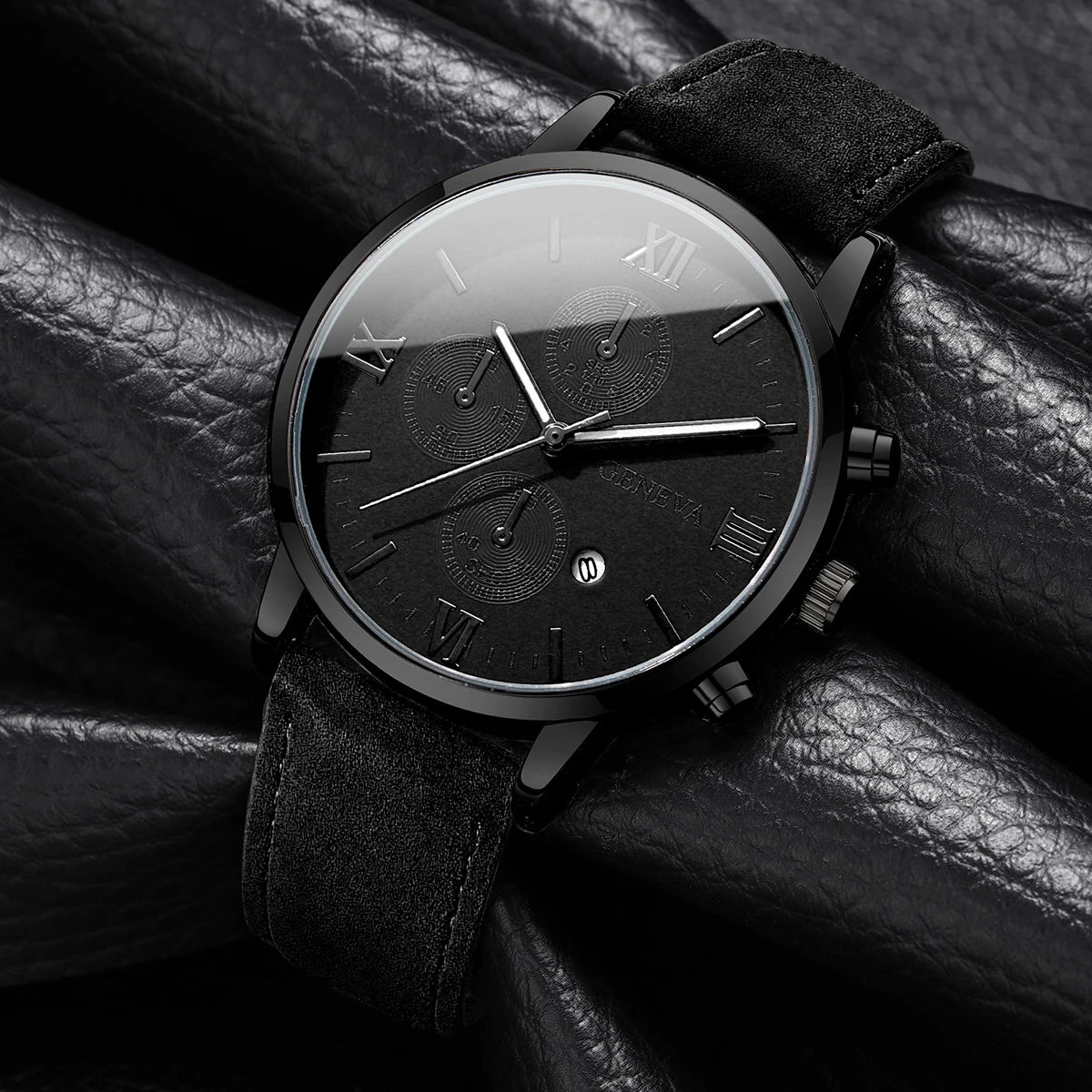 1/2PCs Men's Casual Calendar Watch Fashionable Men's Temperament Leather Quartz Watch Unisex Watch Set(Box Not Included)