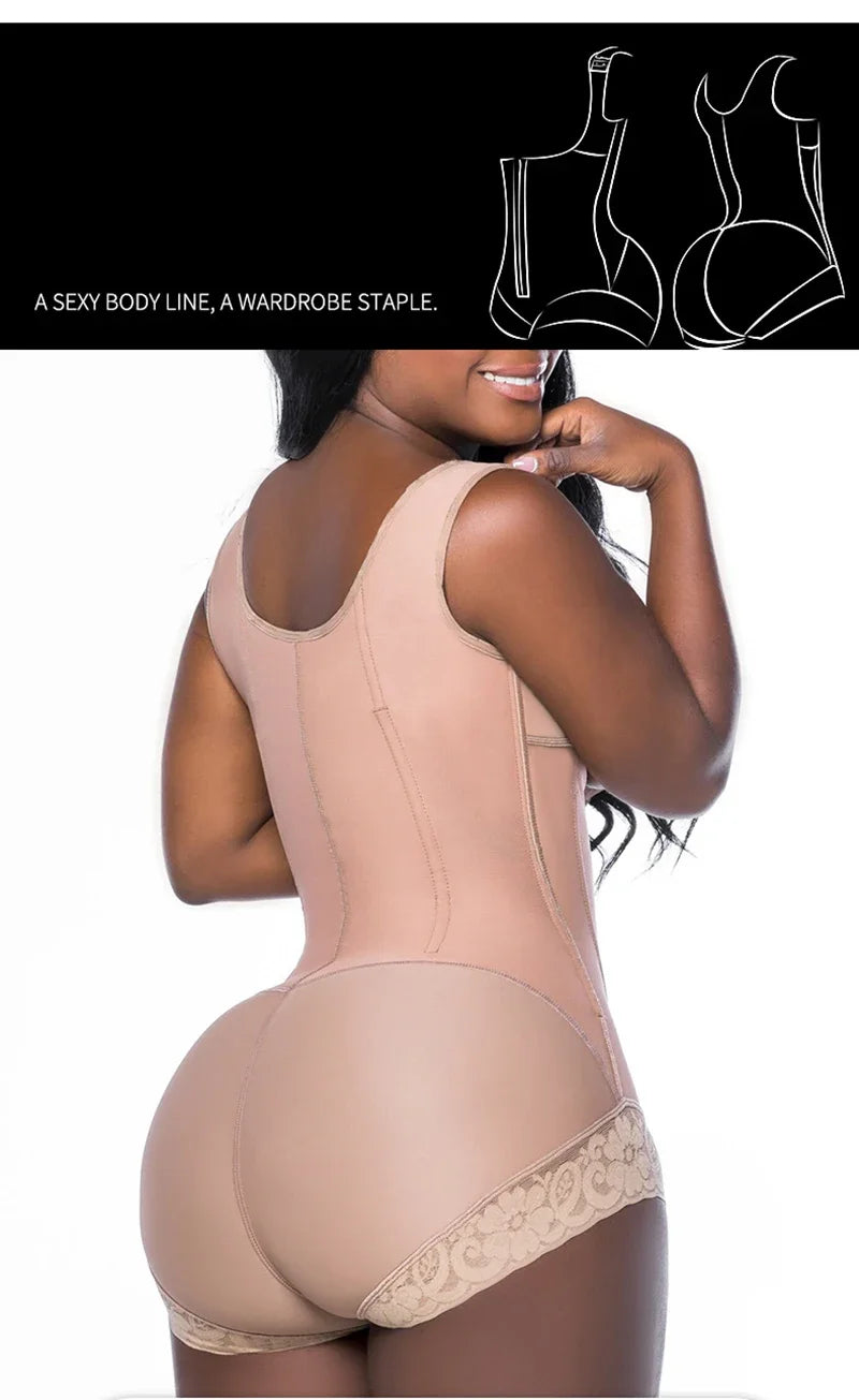 AfruliA Bodysuits Shapewear High Compression Body Shaper with 9 Steel Bones Post-Surgical Slimming Sheath Fajas Colombian Girdle