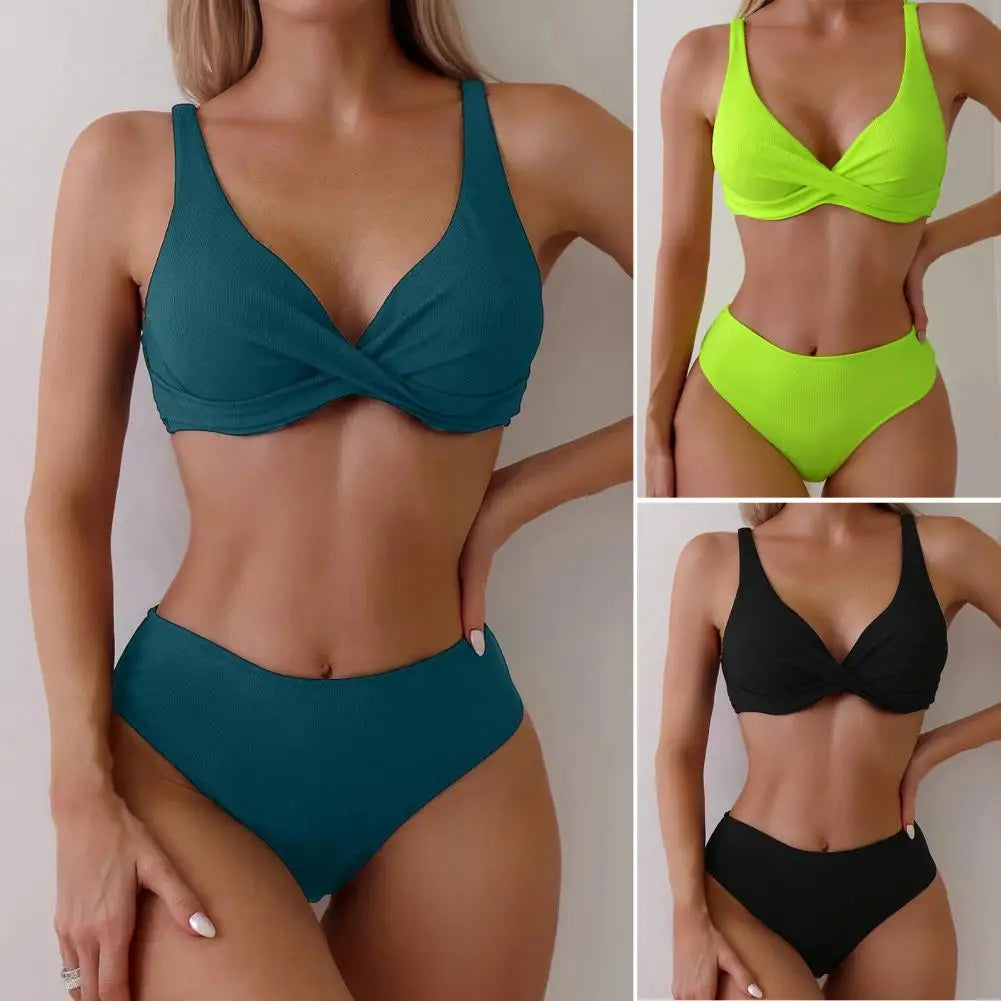 Sexy Summer Beachwear for Women Quick Drying Solid Color