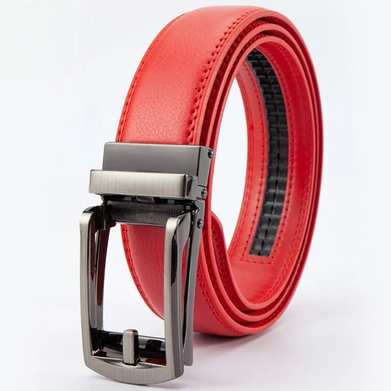 2025 Leather Men's Women's 3.5cm Click Belt with High Quality Alloy Automatic Buckle Unisex Classic Business Belts for Jeans