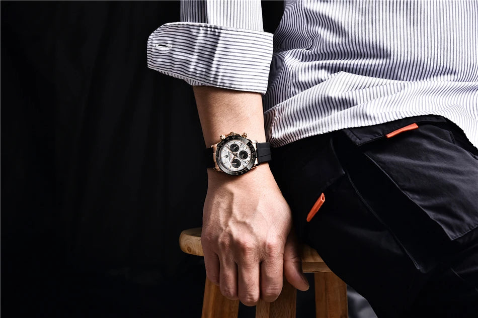 PAGANI DESIGN 40MM V2 Men Quartz Watches Sapphire Retro Chronograph Stainless Steel Waterproof Watch Men Relogio Masculino
