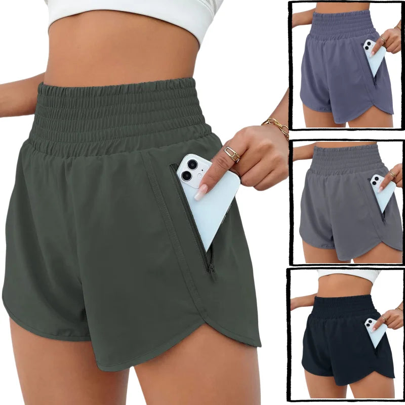 Gym Yoga Wear Sport High Waist Short Pocket Run Women Sportswear Fitness Outfi Push Up Quick Drying Summer Cycling Clothing Pink