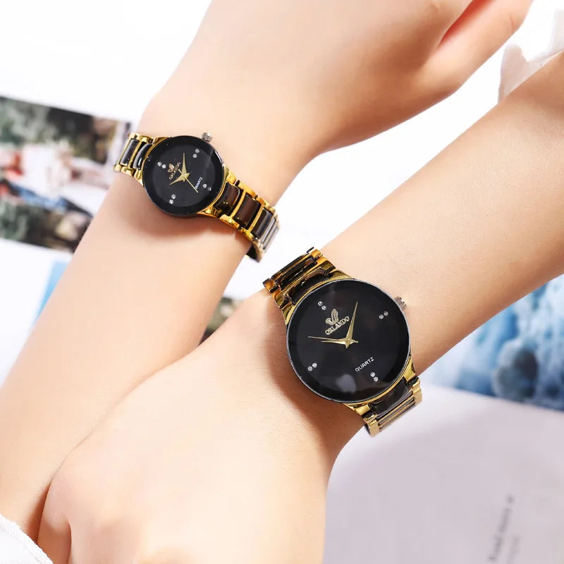 ORLANDO Men Luxury Watches New Arrived Cool Black Gold Quartz Steel Wristwatch Exquisite Masculino Relogio Fashion Clock