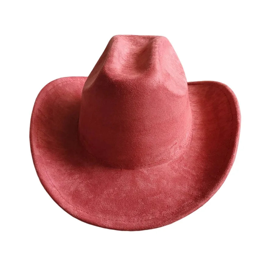 Cow Head Belt Suede Leather 7.5CM Western Cowboy Fedora Hat Women's Men's Church Jazz Hat Fashion Travel Party Hat Denim Hat