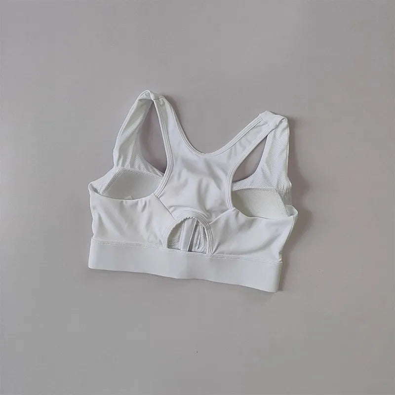 Women's High Impact Front Zipper Sports Bra Shockproof Quick Dry Yoga Top Running Vest Fitness Adjust Gym Underwear