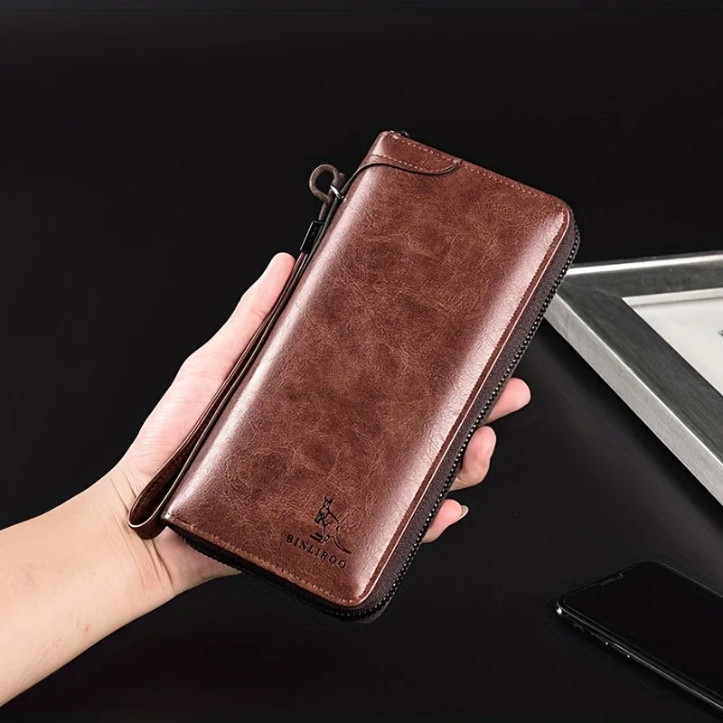 Men's Long Zipper Wallet High Quality Pu Leather Wallet For Men RFID Blocking Business Clutch Bag Credit Card Holder Purse Man