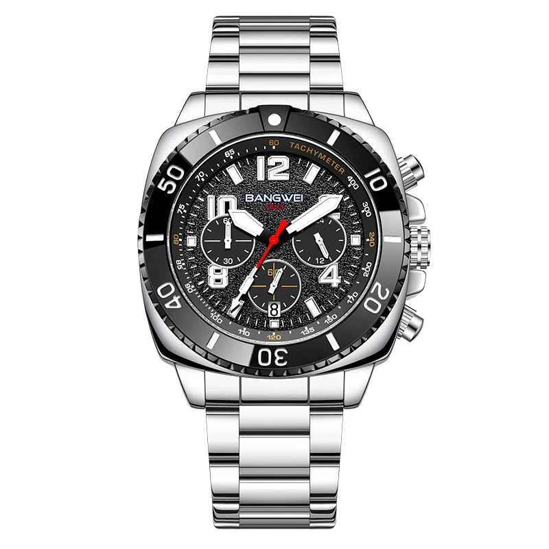 BANGWEI 2025 Luxury Watches Men Fashion Sports Quartz Wristwatches 30M Waterproof Luminous Chronograph Mens Watch Reloj Hombre