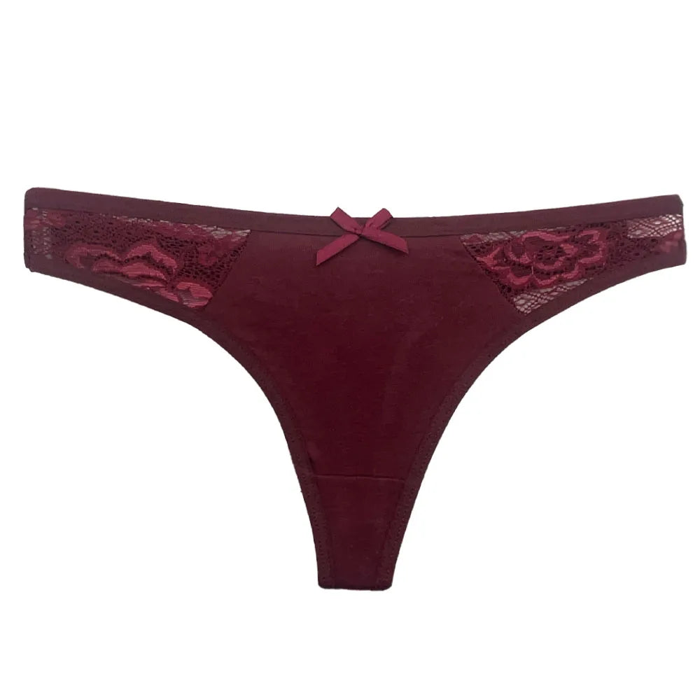 5 PCS/Set Cotton Thong Women Underwear Sexy Lace Panties Female Underpants Solid Color Panties Lingerie Low-Rise G-string