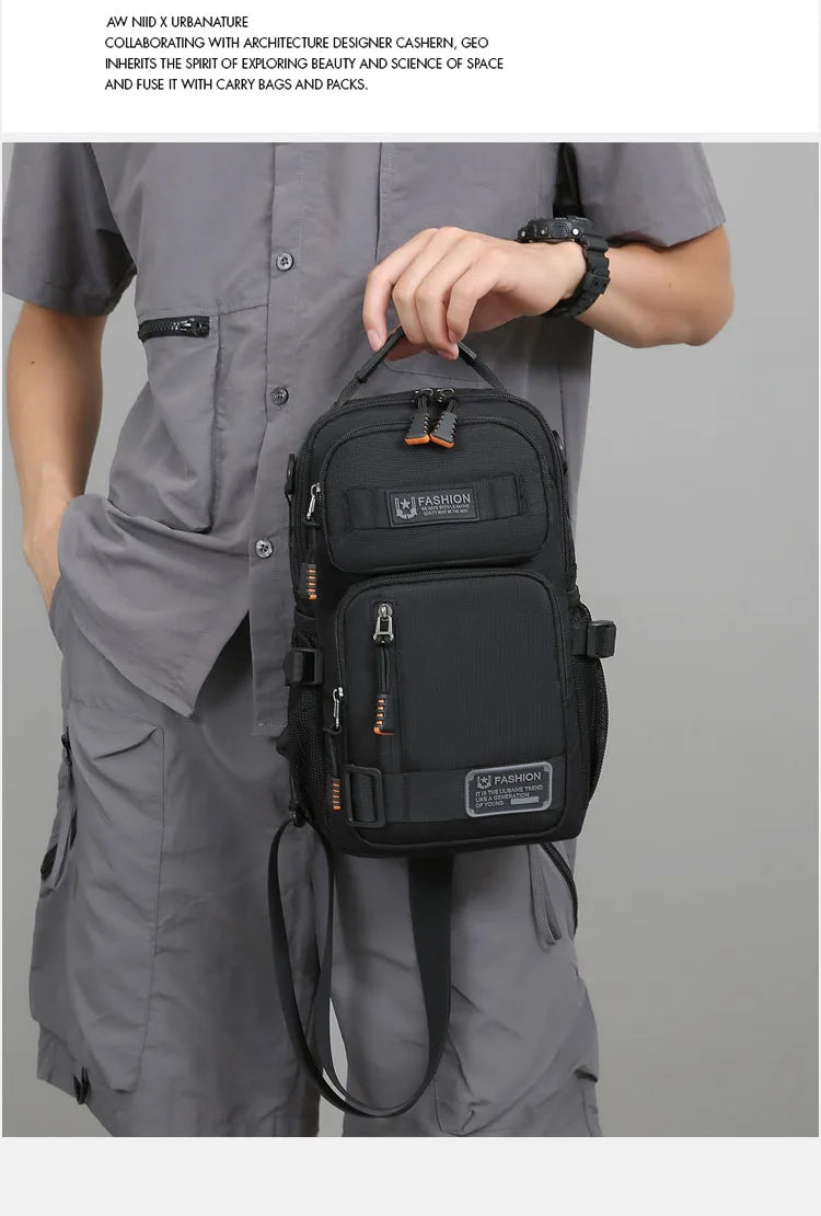 Men's Chest Bag Multifunctional Molle Waist Pack Travel Lightweight Handbag Outdoor Hiking Cycling Crossbody Bag Large Rig Pouch