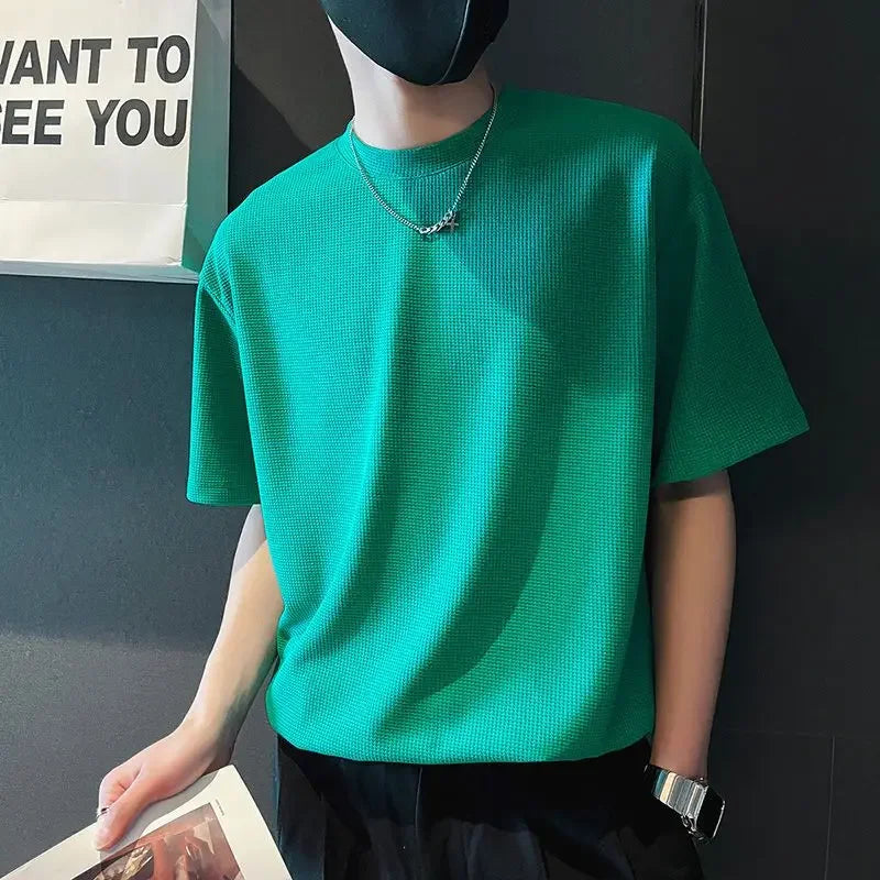 High Quality Top T Shirt for Men Orange O Neck