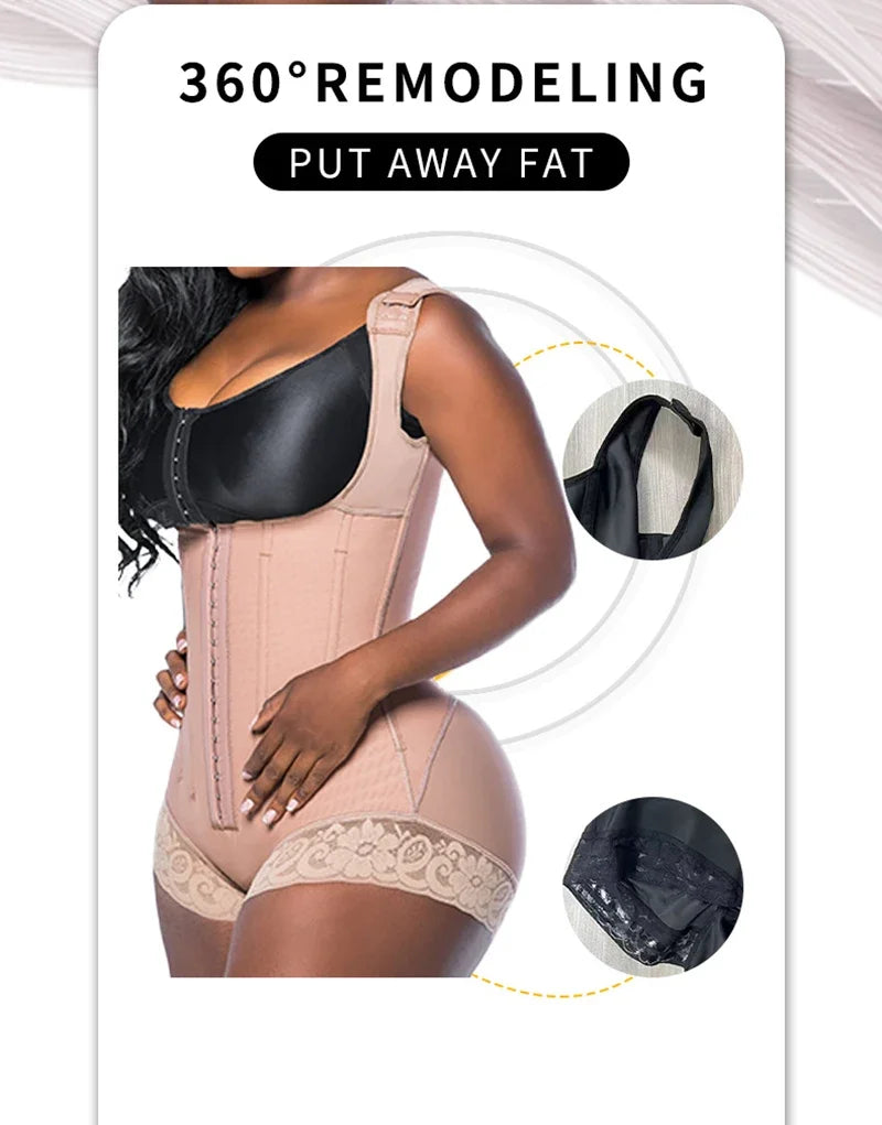 AfruliA Bodysuits Shapewear High Compression Body Shaper with 9 Steel Bones Post-Surgical Slimming Sheath Fajas Colombian Girdle