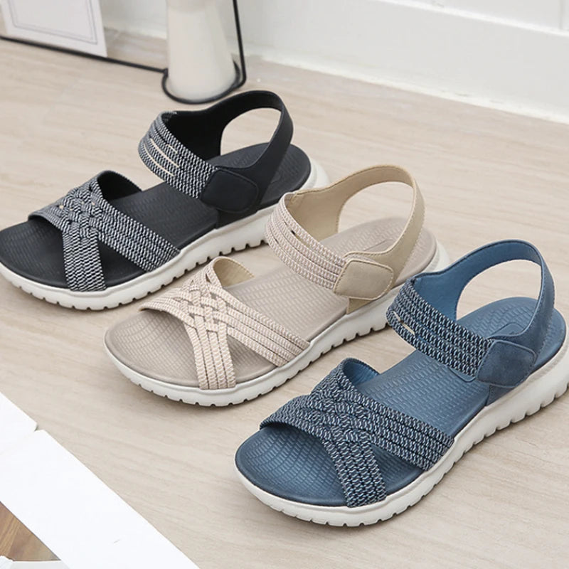 2025 Summer New Sandals For Women Light Sports Style Comfortable Rubber Large Size Woven Shoes Versatile Breathable Casual