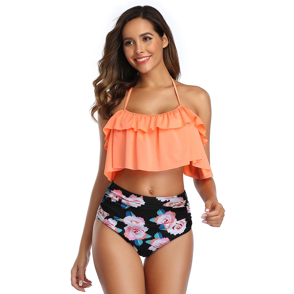 Swimwear High-Waist Split Two-Piece Beachwear Plus Size XXL