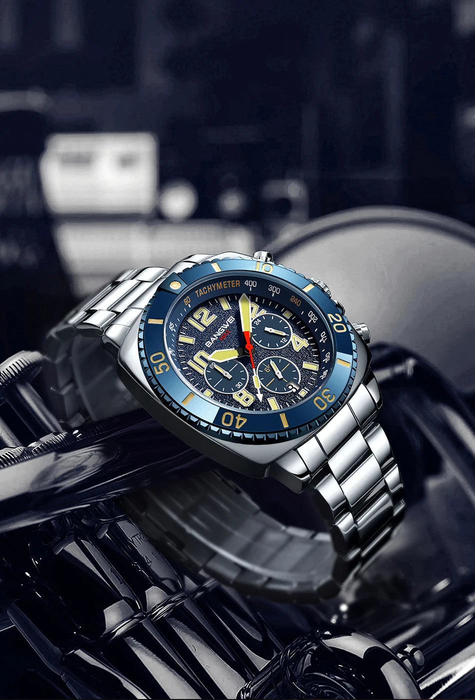 BANGWEI 2025 Luxury Watches Men Fashion Sports Quartz Wristwatches 30M Waterproof Luminous Chronograph Mens Watch Reloj Hombre