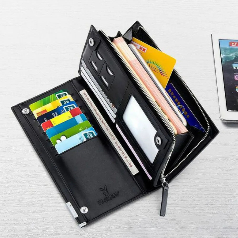 Men's Long Wallet Multi-card Slot Card Holder Business Wallet with Zipper Multi Functional PU Leather Coin Purse Man Gift