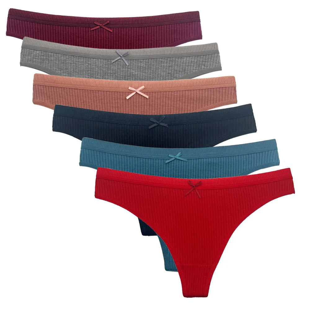 5 PCS/Set Cotton Thong Women Underwear Sexy Lace Panties Female Underpants Solid Color Panties Lingerie Low-Rise G-string