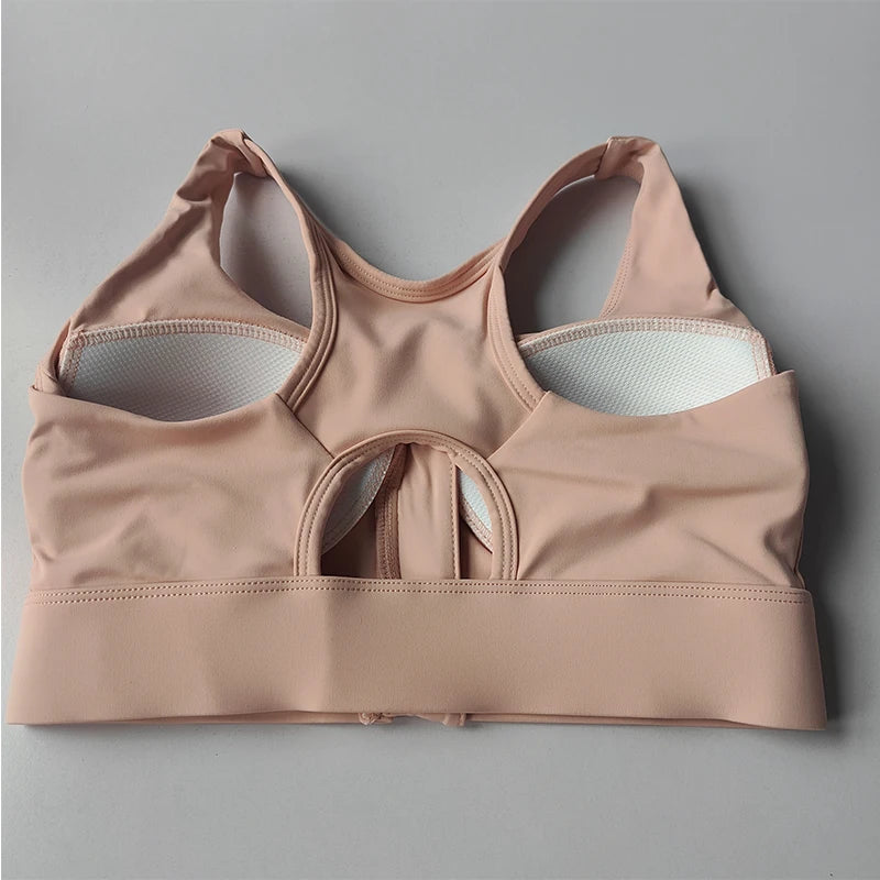 Women's High Impact Front Zipper Sports Bra Shockproof Quick Dry Yoga Top Running Vest Fitness Adjust Gym Underwear