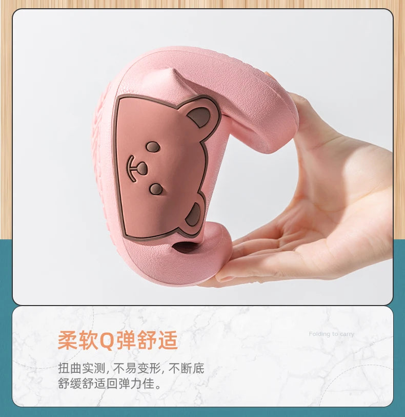 2024 Summer Women Men Soft Sole Slippers Home Bathroom Eva Slippers Sandal Polka Bear Print Beach Slippers Couples Outdoor Shoes