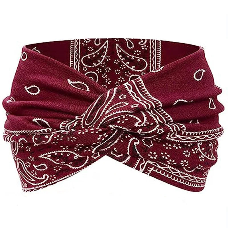 Yoga Headbands For Women's Hair Wide Thick Stretchy Boho African Turban Knotted Leopard Head Bands