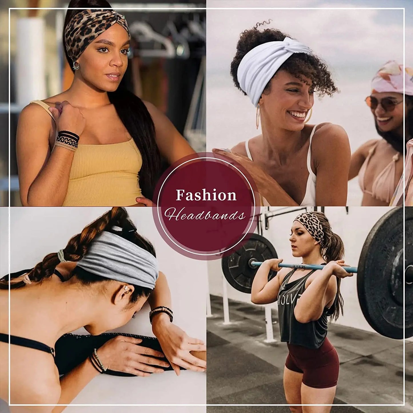 Yoga Headbands For Women's Hair Wide Thick Stretchy Boho African Turban Knotted Leopard Head Bands