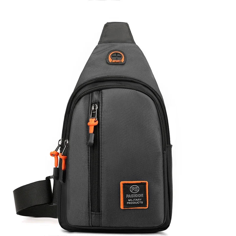 Casual men's crossbody bag Oxford cloth waterproof material sports fitness chest bag cell phone change documents storage bags