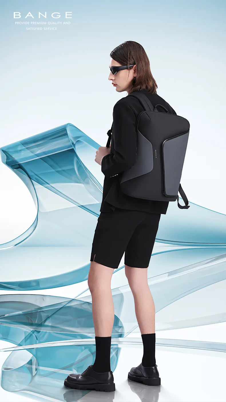 BANGE Business Backpack with External USB Port Anti Splashing Water Travel Backpack