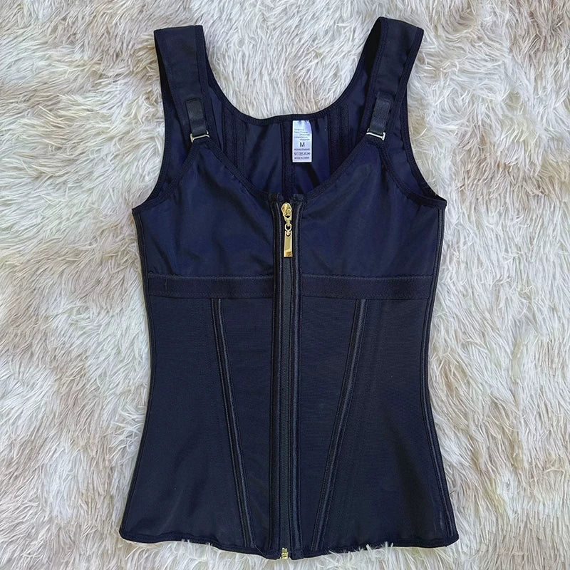 AfruliA XXXS Fajas Colombian Girdles High Compression Vest Waist Trainer Corset with Zipper Hook Flat Belly Slimming Body Shaper