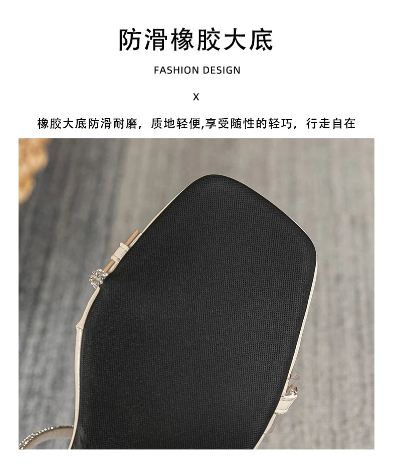 2023 summer new women's slippers outdoor sandals casual flat shoes Stylish metal design Korean style office wear Large size 43