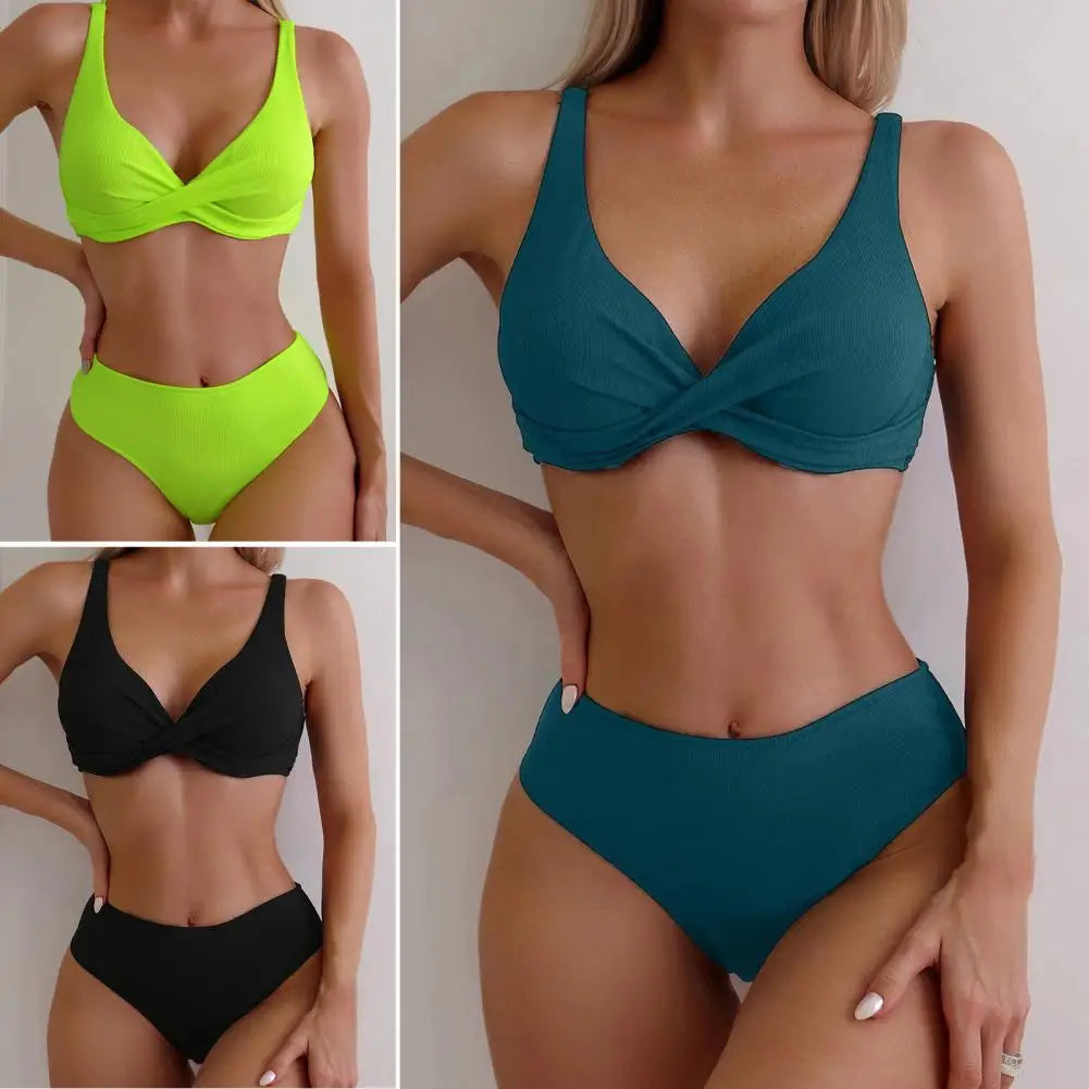 Sexy Summer Beachwear for Women Quick Drying Solid Color