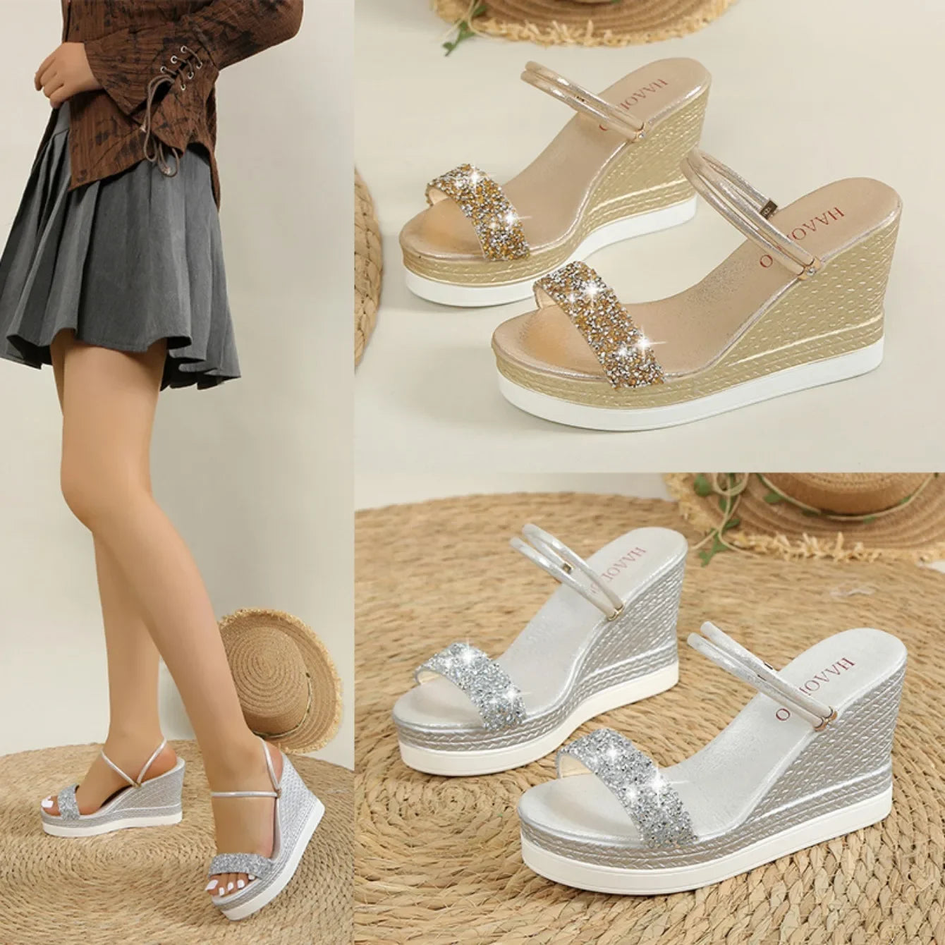 Summer Shoes for Women Wedges Sandals Women High Heels Sandals Slides Women Designers Shoes Platform Sandals Outdoor Slippers