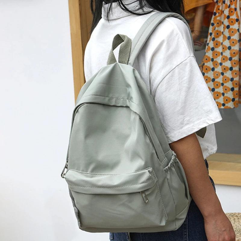 Women Schoolbag Waterproof Large Capacity School Backpack Smooth Zipper Solid Teens Girl Casual Daypack Bag Student Supply NEW