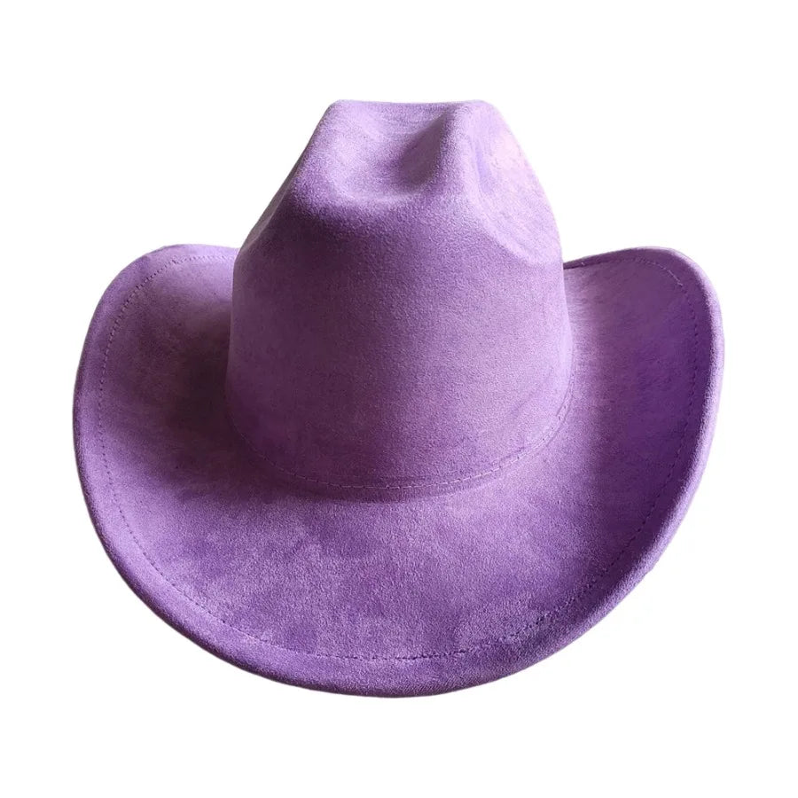 Cow Head Belt Suede Leather 7.5CM Western Cowboy Fedora Hat Women's Men's Church Jazz Hat Fashion Travel Party Hat Denim Hat
