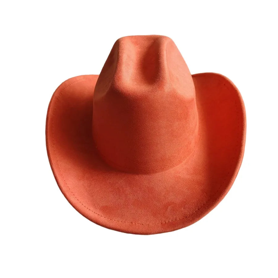 Cow Head Belt Suede Leather 7.5CM Western Cowboy Fedora Hat Women's Men's Church Jazz Hat Fashion Travel Party Hat Denim Hat
