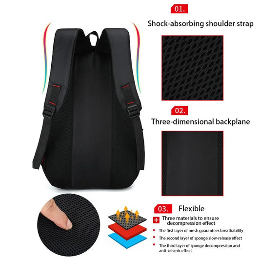 Large-capacity Student School Bag Casual Solid Color Backpack Material Oxford Men New Backpack Multi-functional Simple Bag