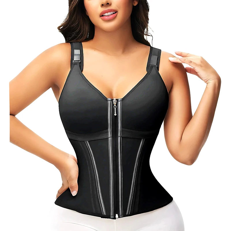 AfruliA XXXS Fajas Colombian Girdles High Compression Vest Waist Trainer Corset with Zipper Hook Flat Belly Slimming Body Shaper