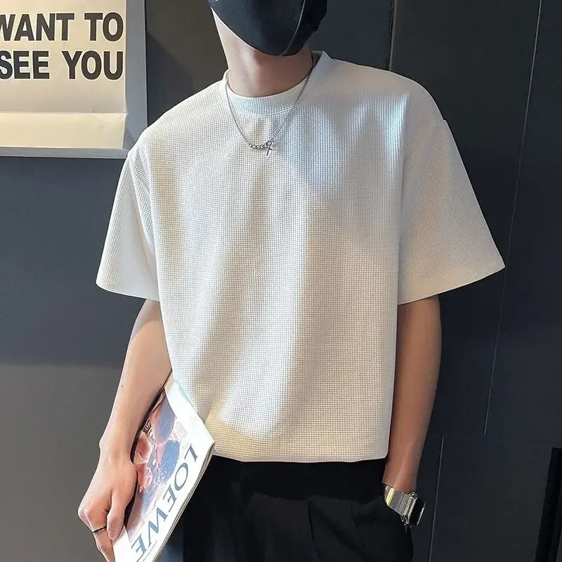 High Quality Top T Shirt for Men Orange O Neck