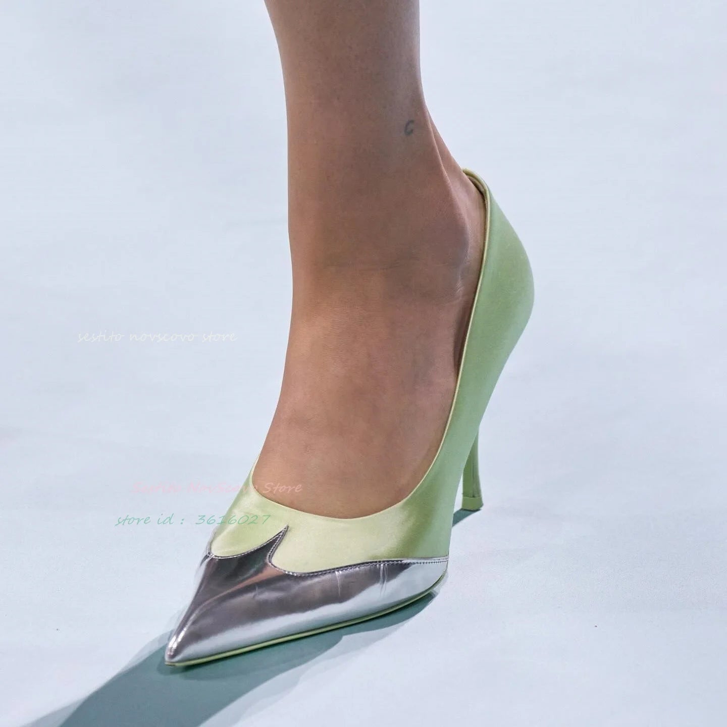 Pointy Toe High Heels Pumps Mirror Effect Leather Patchwork Matt Leather Slip On Classic Summer Office Lady Comfort Sandals