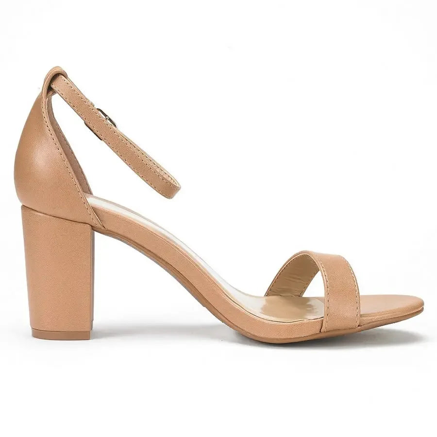 Women High Heels Pumps 2025 Summer Low Heel Shallow Sexy Ankle Strap Sandals Thick Heel Open Toes Wedding Dress Shoes Large Size